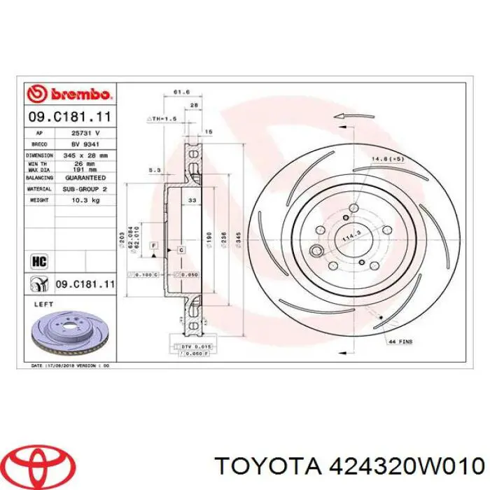 Тормозные диски 09C18111 Brembo