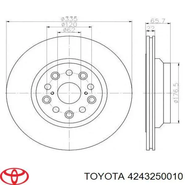Задний тормозной диск Toyota 4243250010 цена, от 48.14 USD