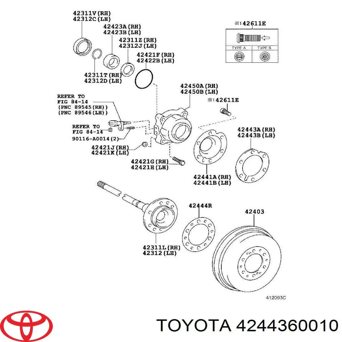 4244360010 Toyota прокладка фланца поворотного кулака