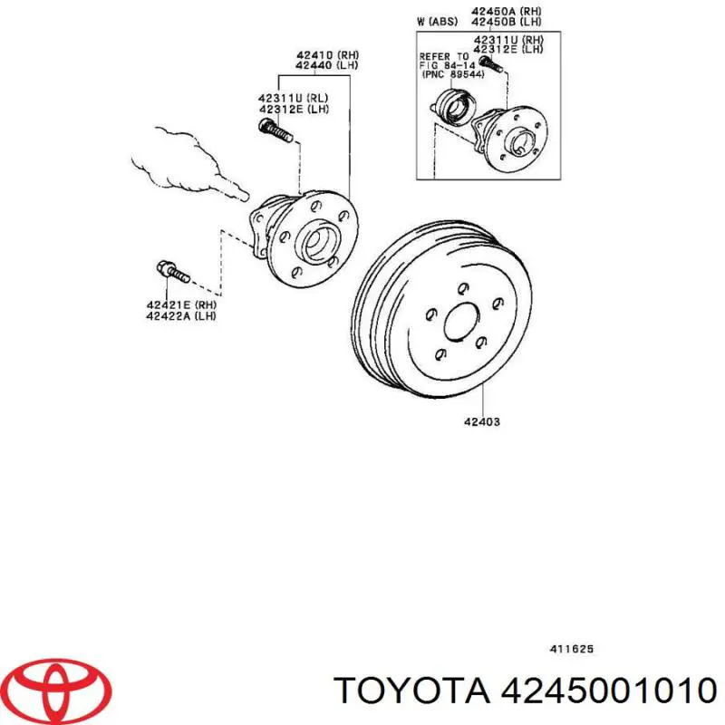 4245001010 Toyota ступица задняя