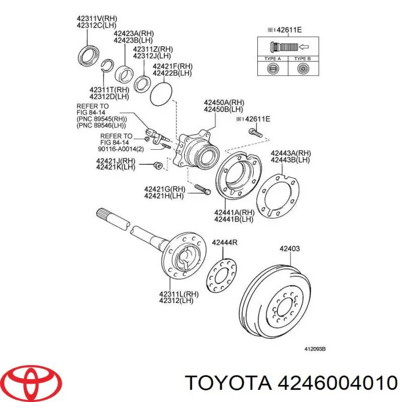 Купить 4246004010 Toyota Ступица задняя левая