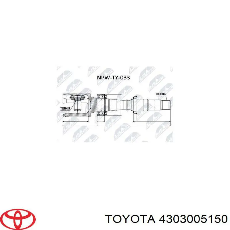 Купить 4303005150 Toyota Шарнир угловых скоростей передний правый