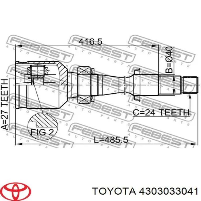 ШРУС внутренний передний правый Toyota 4303033041