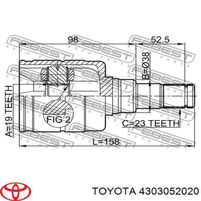 4303052020 Toyota шрус внутренний передний