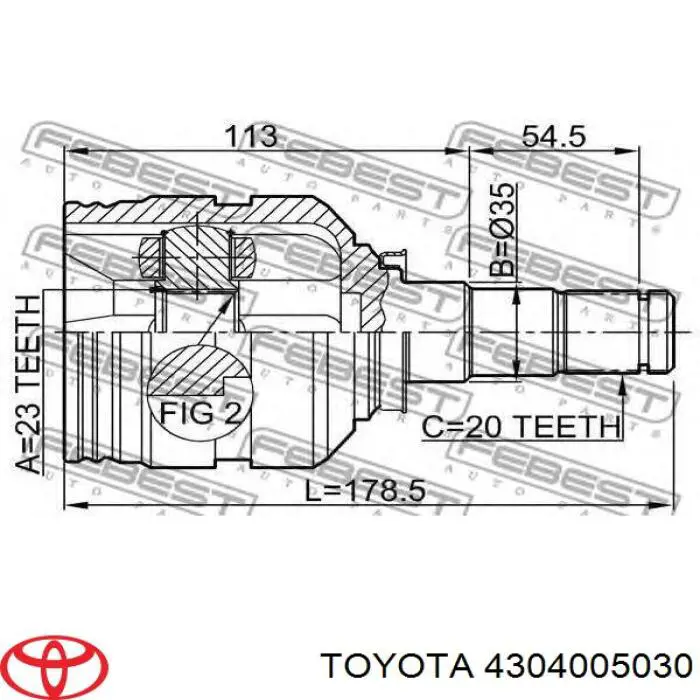 4304005030 Toyota шрус внутренний передний левый