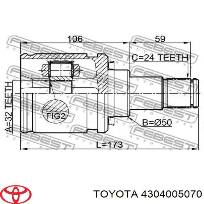 ШРУС внутренний передний левый Toyota 4304005070