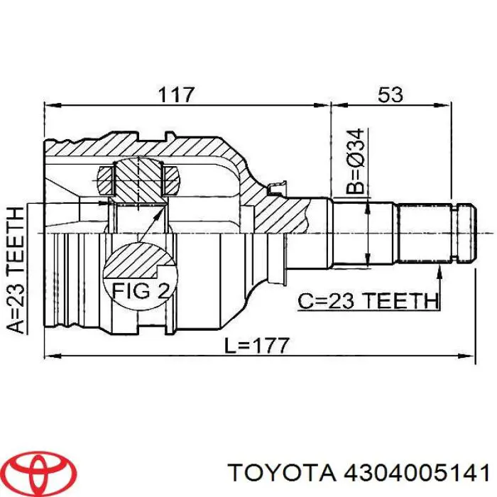 Шарнир угловых скоростей передний левый Toyota 4304005141 цена, от 56.01 USD