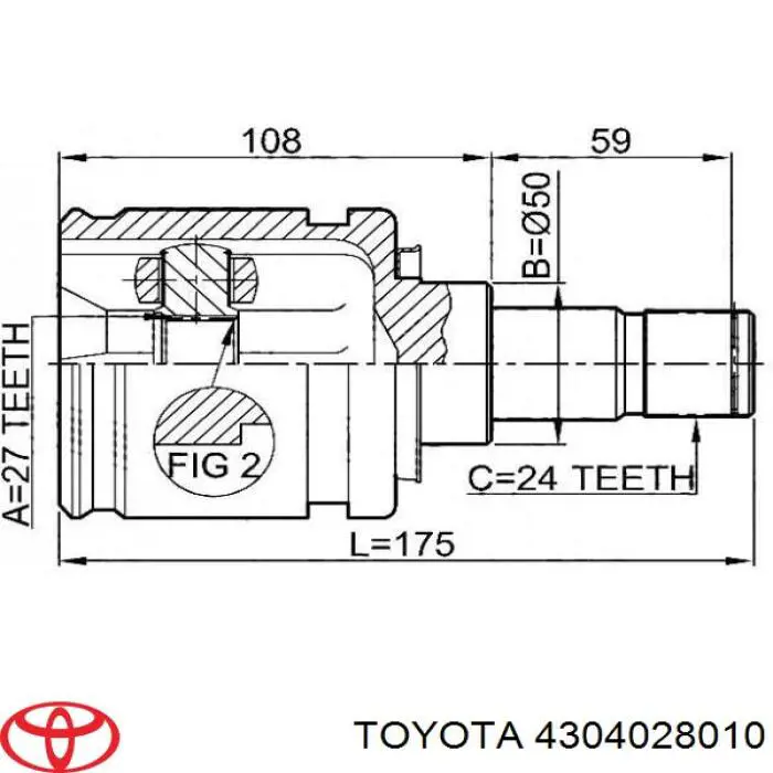ШРУС внутренний передний левый Toyota 4304028010