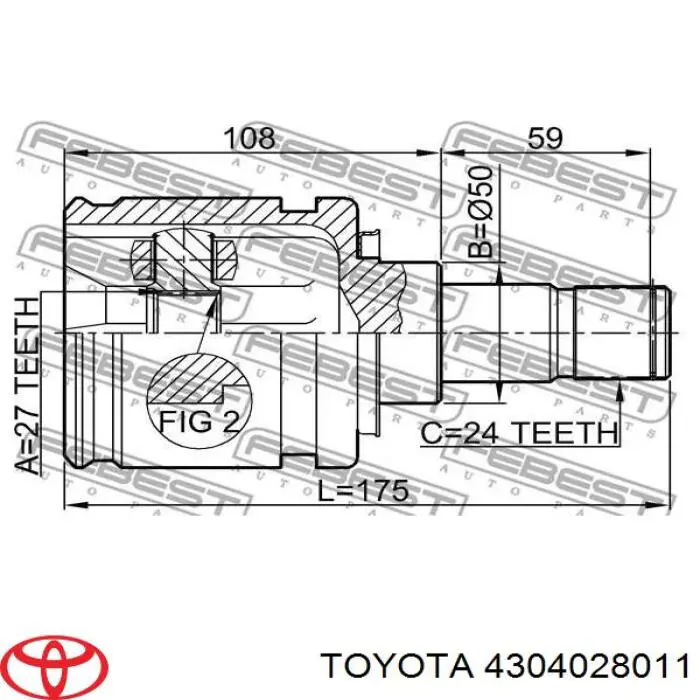 4304028011 Toyota шрус внутренний передний левый