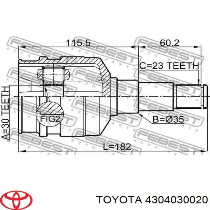4304030020 Toyota шрус внутренний передний левый