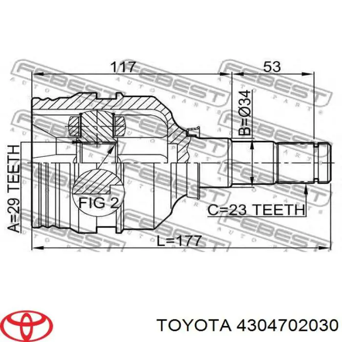 4304702030 Toyota шрус внутренний передний