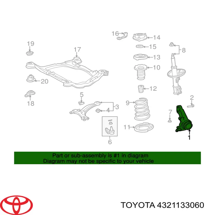 4321133060 Toyota цапфа (поворотный кулак передний правый)
