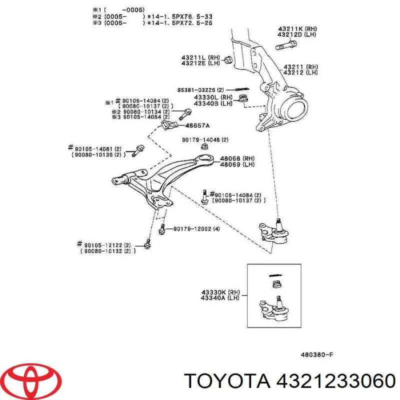 Цапфа (поворотный кулак) передний левый Toyota 4321233060 цена, от 50.68 USD
