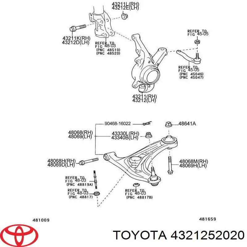 Цапфа (поворотный кулак) передний левый на Toyota Yaris 