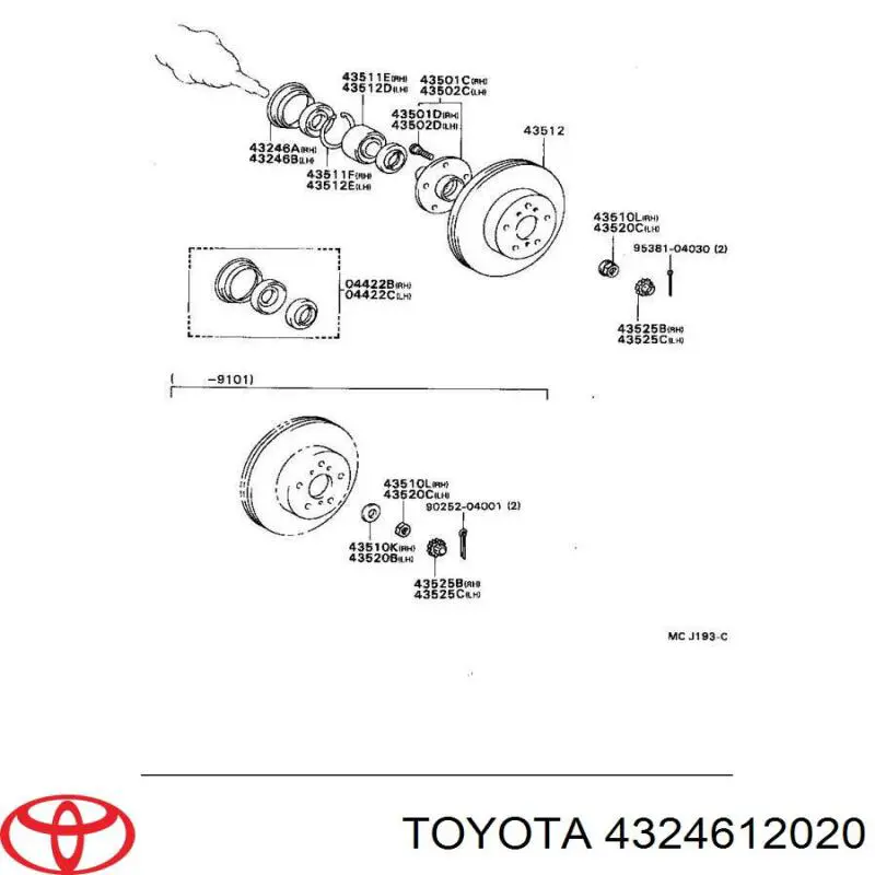 4324612020 Toyota сальник передней ступицы