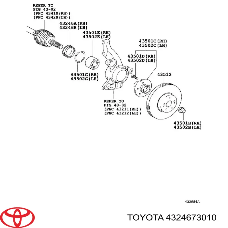 Bucim de cubo dianteiro para Toyota Camry (V50)