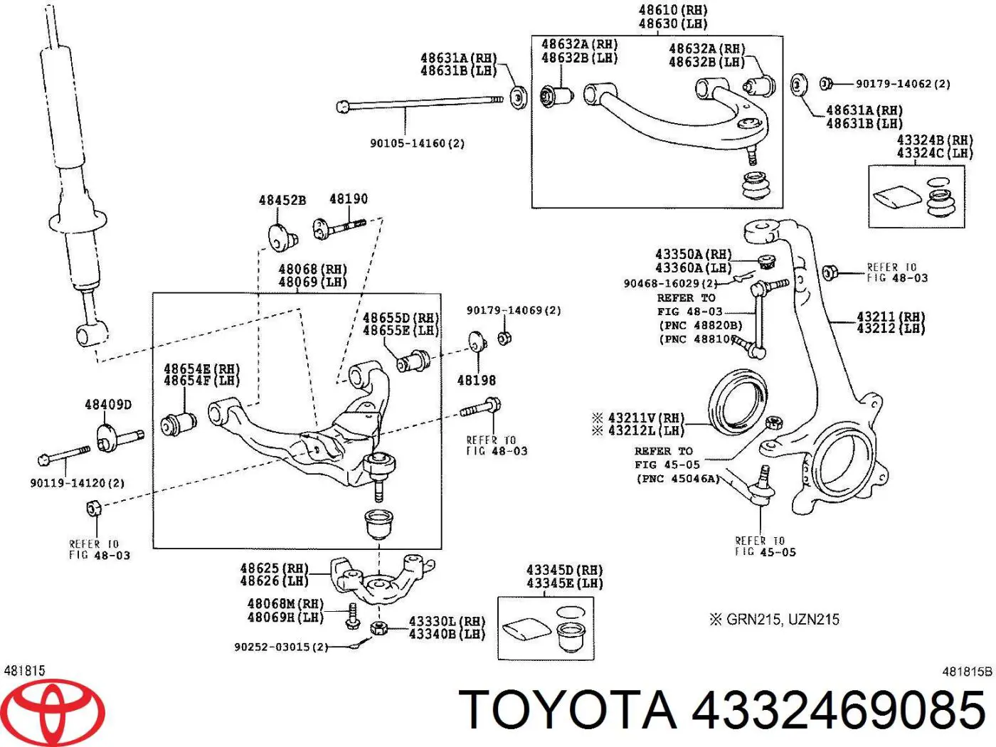 4332469085 Toyota bota de proteção de suporte esférico superior