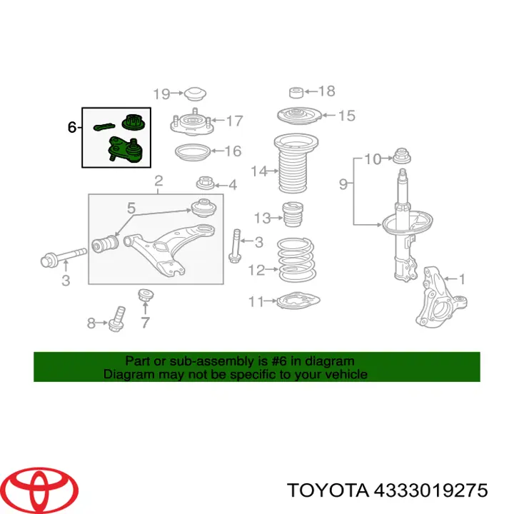 4333019275 Toyota suporte de esfera inferior