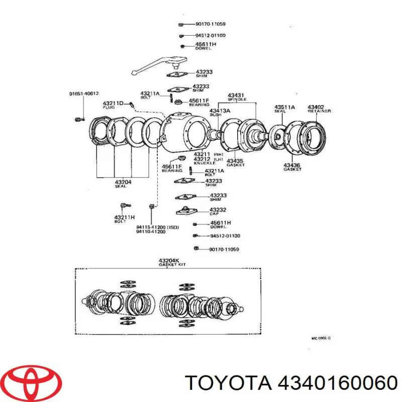 Цапфа (поворотный кулак) передний Toyota 4340160012 цена, от 346.64 USD