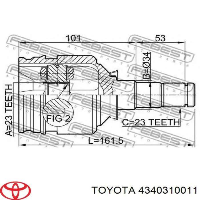 ШРУС внутренний передний правый Toyota 4340310011