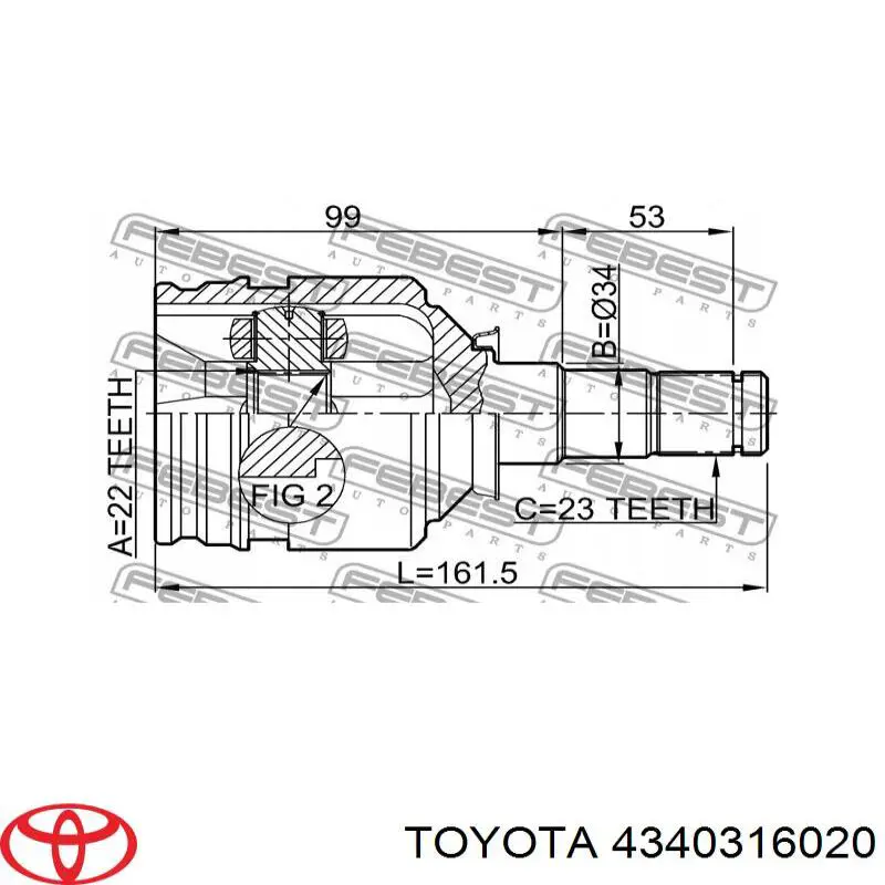 ШРУС внутренний передний Toyota 4340316020