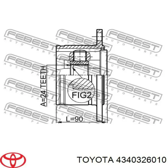 4340326010 Toyota junta homocinética interna dianteira