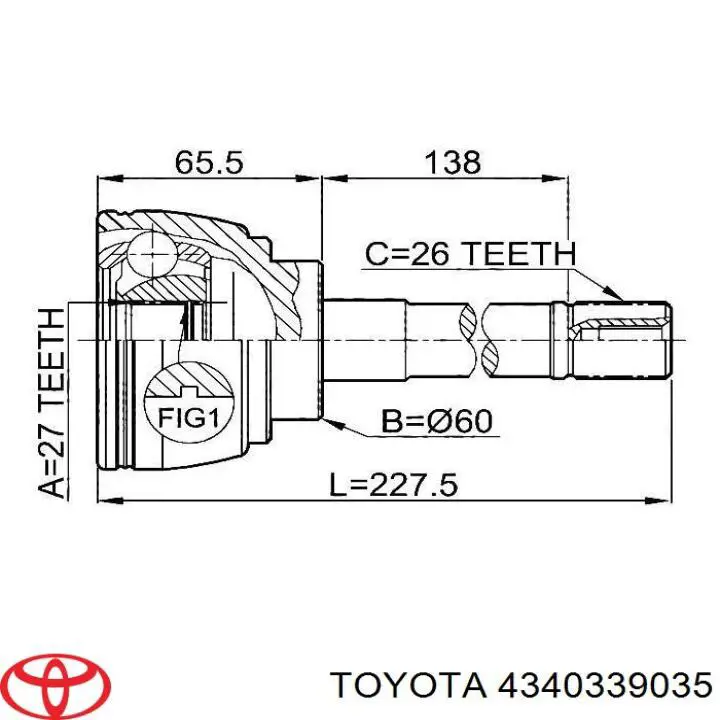 ШРУС внутренний передний 4340339035 Toyota