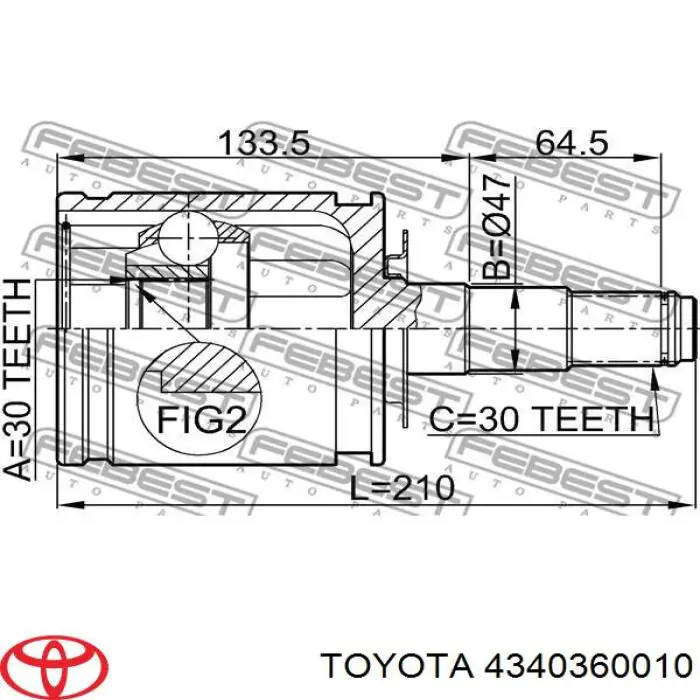 4340360010 Toyota шрус внутренний передний