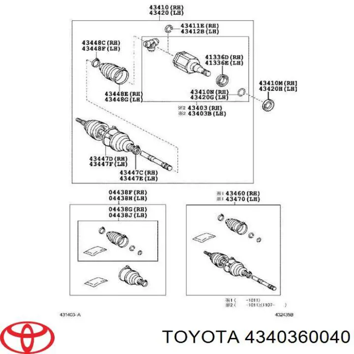 ШРУС внутрішній, передній 4340360040 Toyota