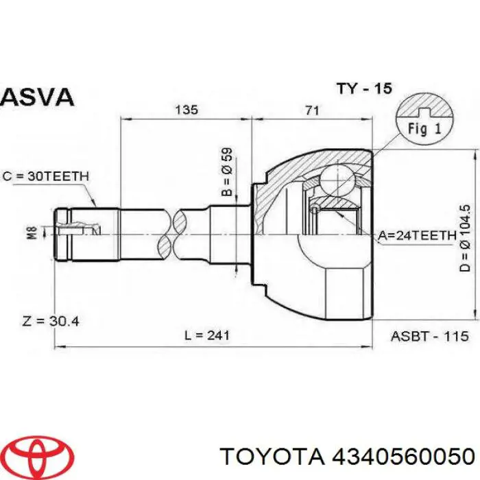 4340560050 Toyota шрус наружный передний