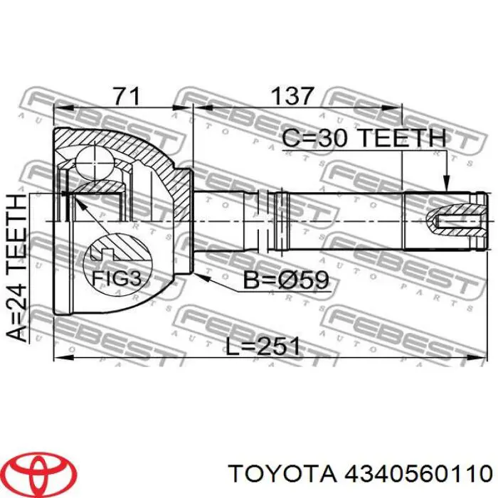 ШРУС наружный передний TOYOTA 4340560110