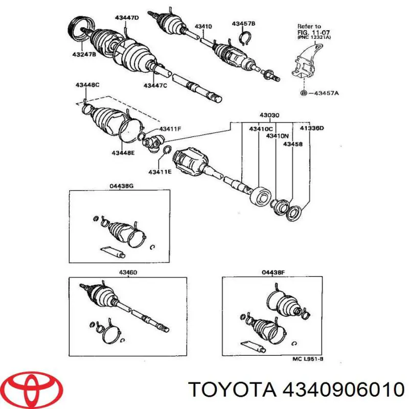 4340906010 Toyota шрус внутренний передний