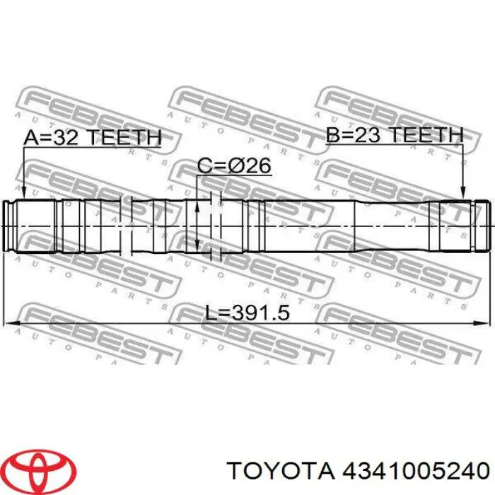 4341005240 Toyota semieixo traseiro direito