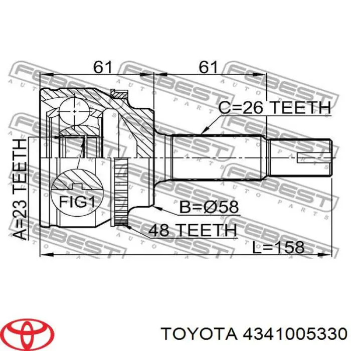 4341005330 Toyota Полуось передняя, правая