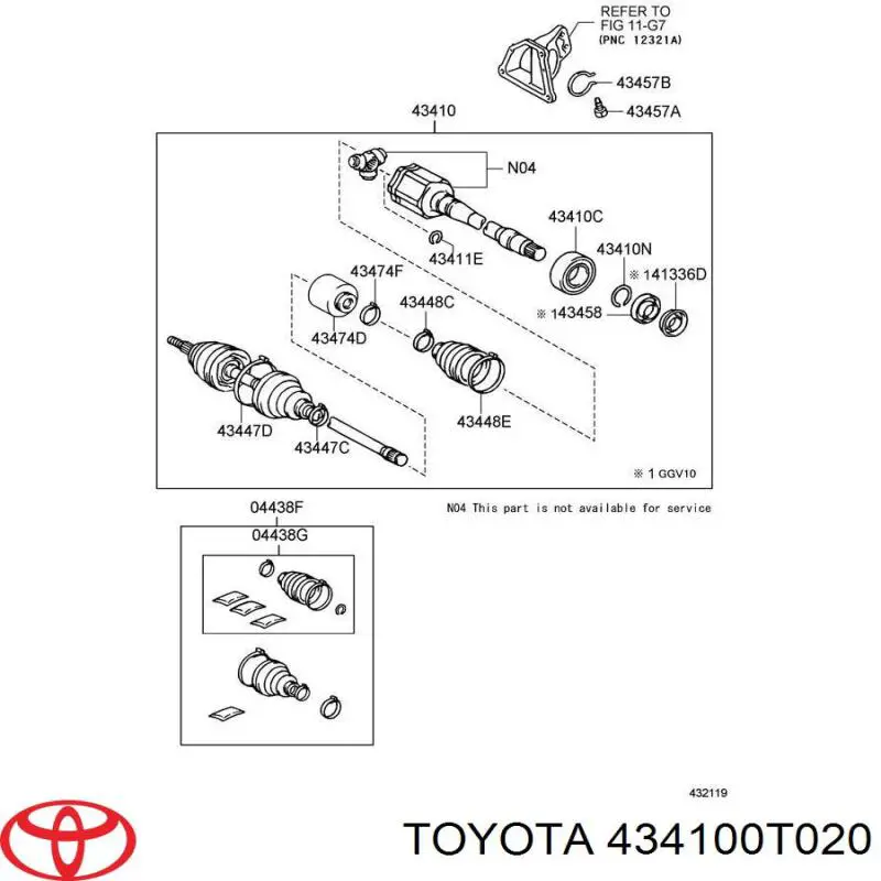 434100T020 Toyota полуось (привод передняя правая)