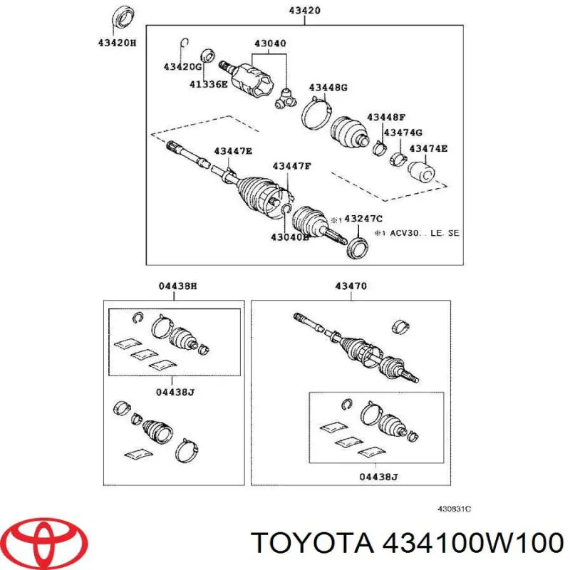 Правая полуось 434100W100 Toyota