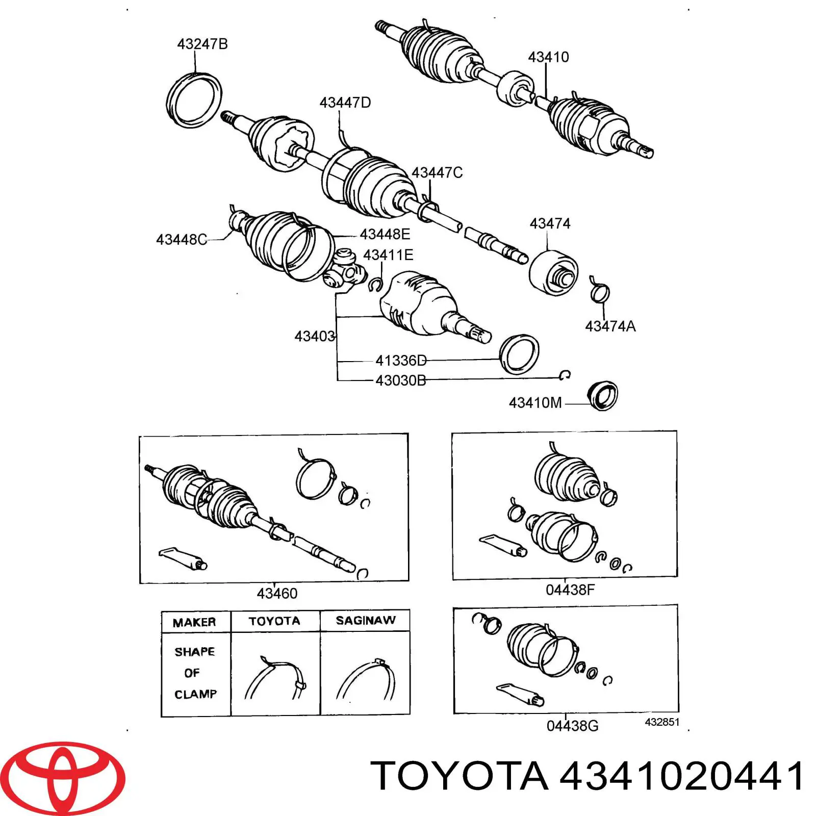 4341020152 Toyota полуось (привод передняя правая)