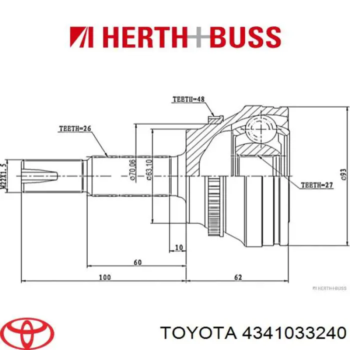 Полуось передняя, правая на Toyota Camry V V30