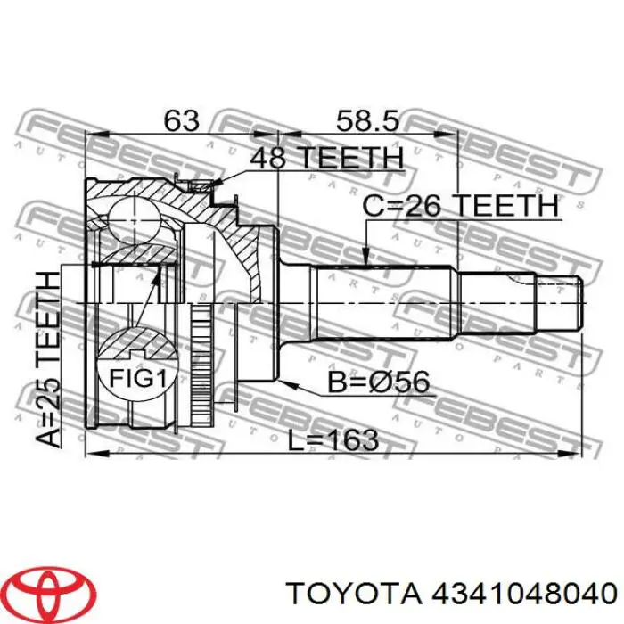 ШРУС наружный передний 4341048040 Toyota