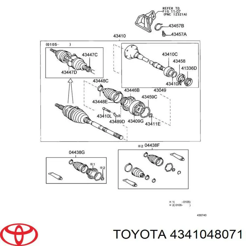 4341048071 Toyota полуось (привод передняя правая)