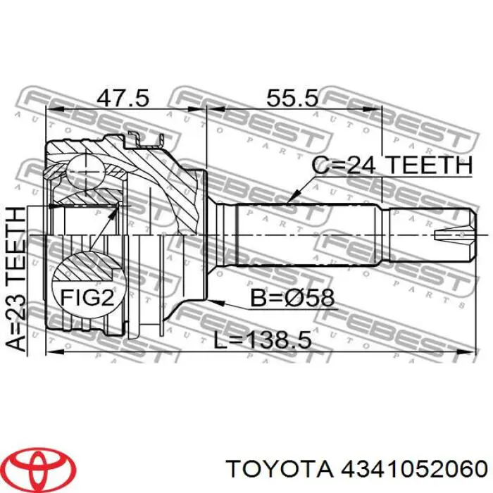 Привод передний правый Toyota 4341052060 цена, от 103.39 USD