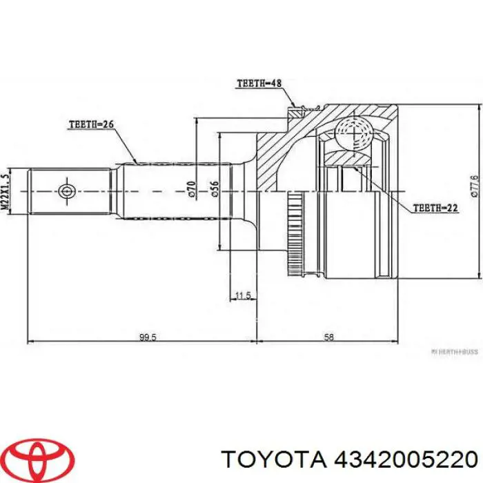 4342005220 Toyota Полуось передняя левая