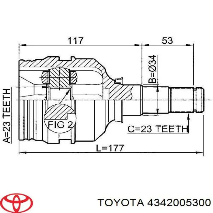 4342005200 Toyota semieixo (acionador dianteiro esquerdo)