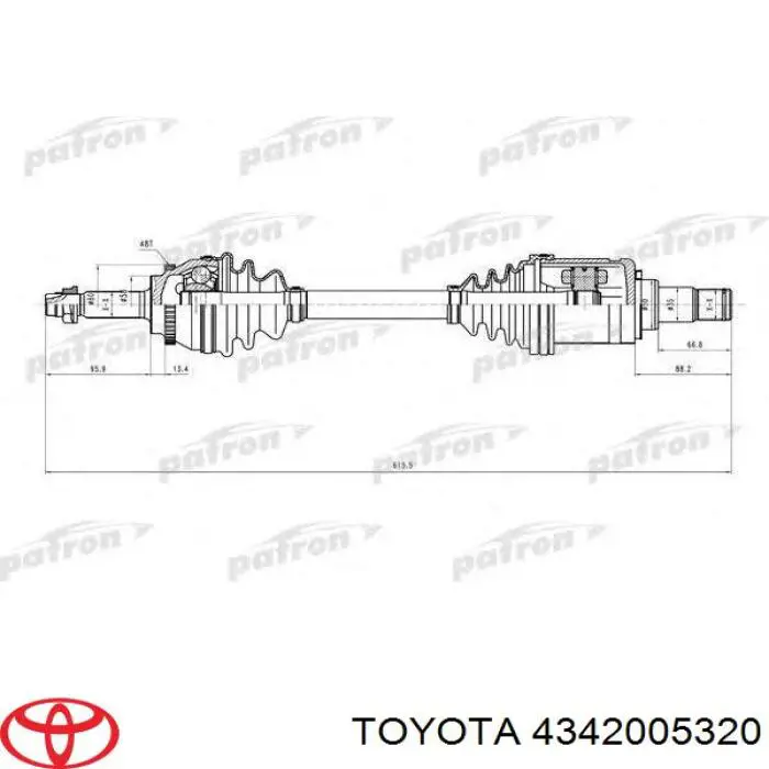Árbol de transmisión delantero izquierdo 4342005320 Toyota
