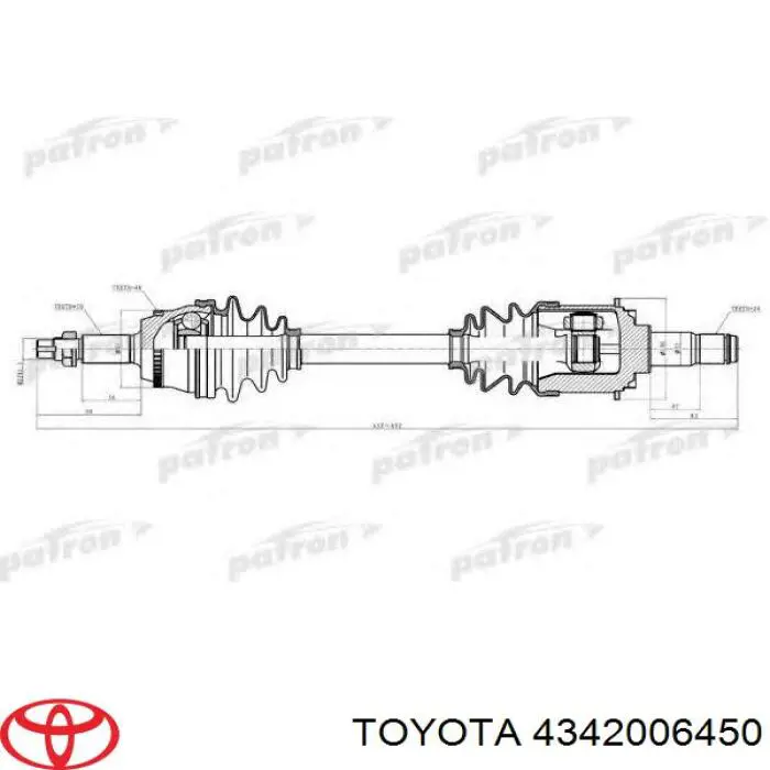 Полуось (привод) передняя левая 4342006450 Toyota