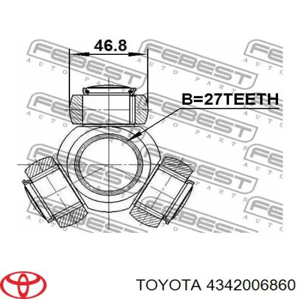 4342006860 Toyota полуось (привод передняя левая)