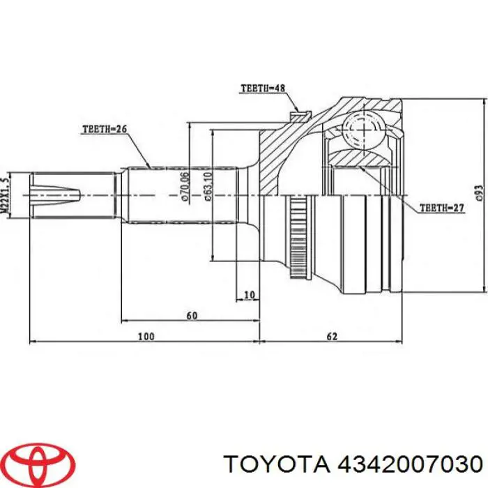 Левая полуось 4342007030 Toyota