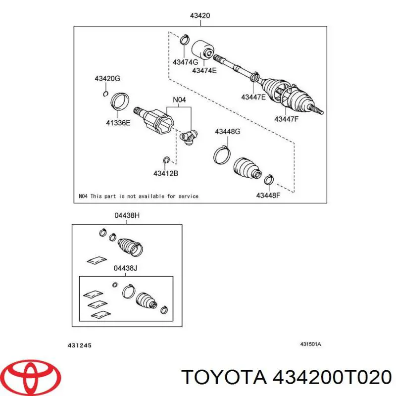 434200E120 Toyota semieixo (acionador dianteiro esquerdo)