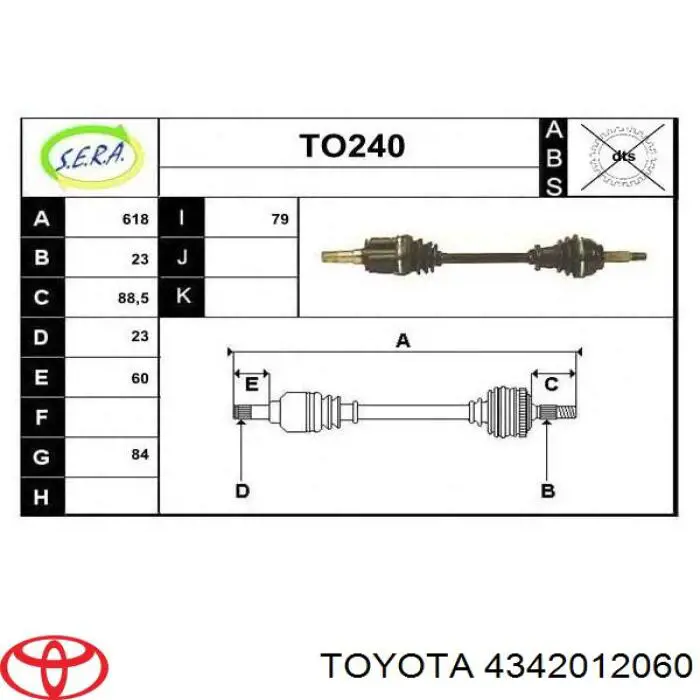 Полуось (привод) передняя левая 4342012060 Toyota