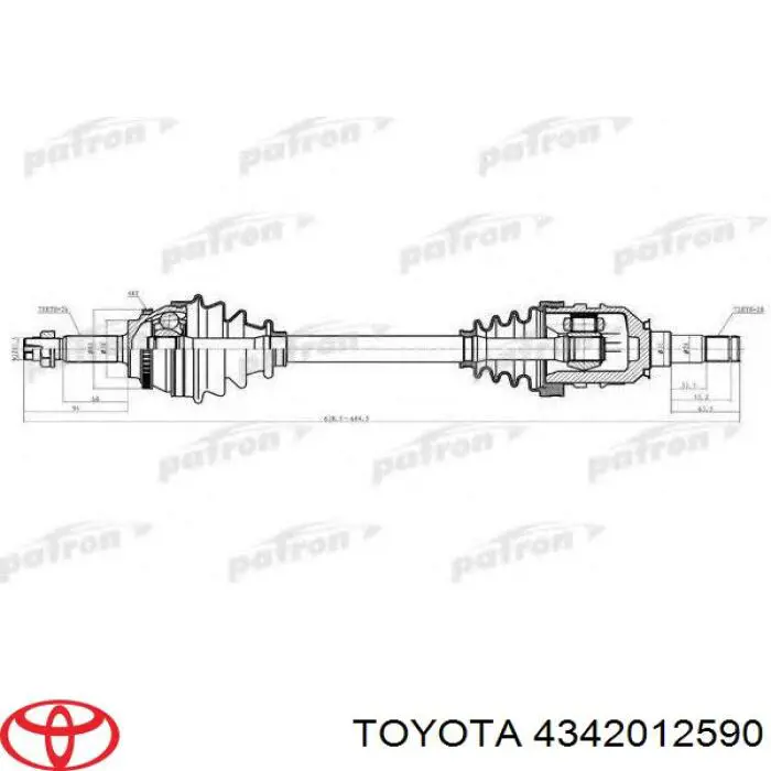 4342012590 Toyota полуось (привод передняя левая)